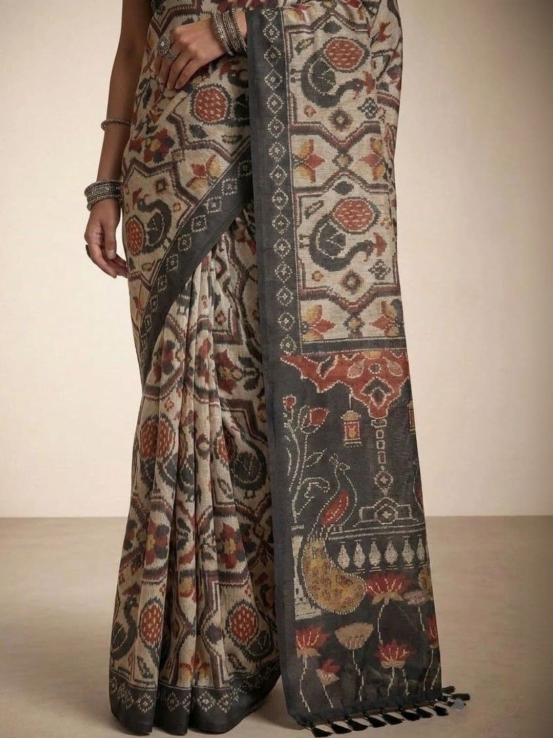 Anouk Kalamkari Silk Blend Saree thumbnail 6