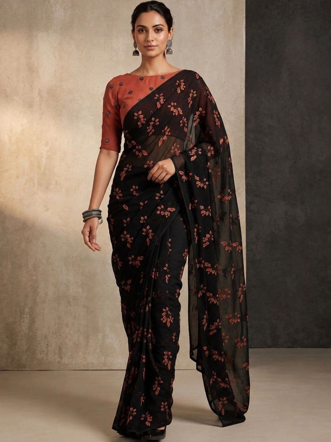 Sangria Embroidered Poly Chiffon Designer Saree thumbnail 5