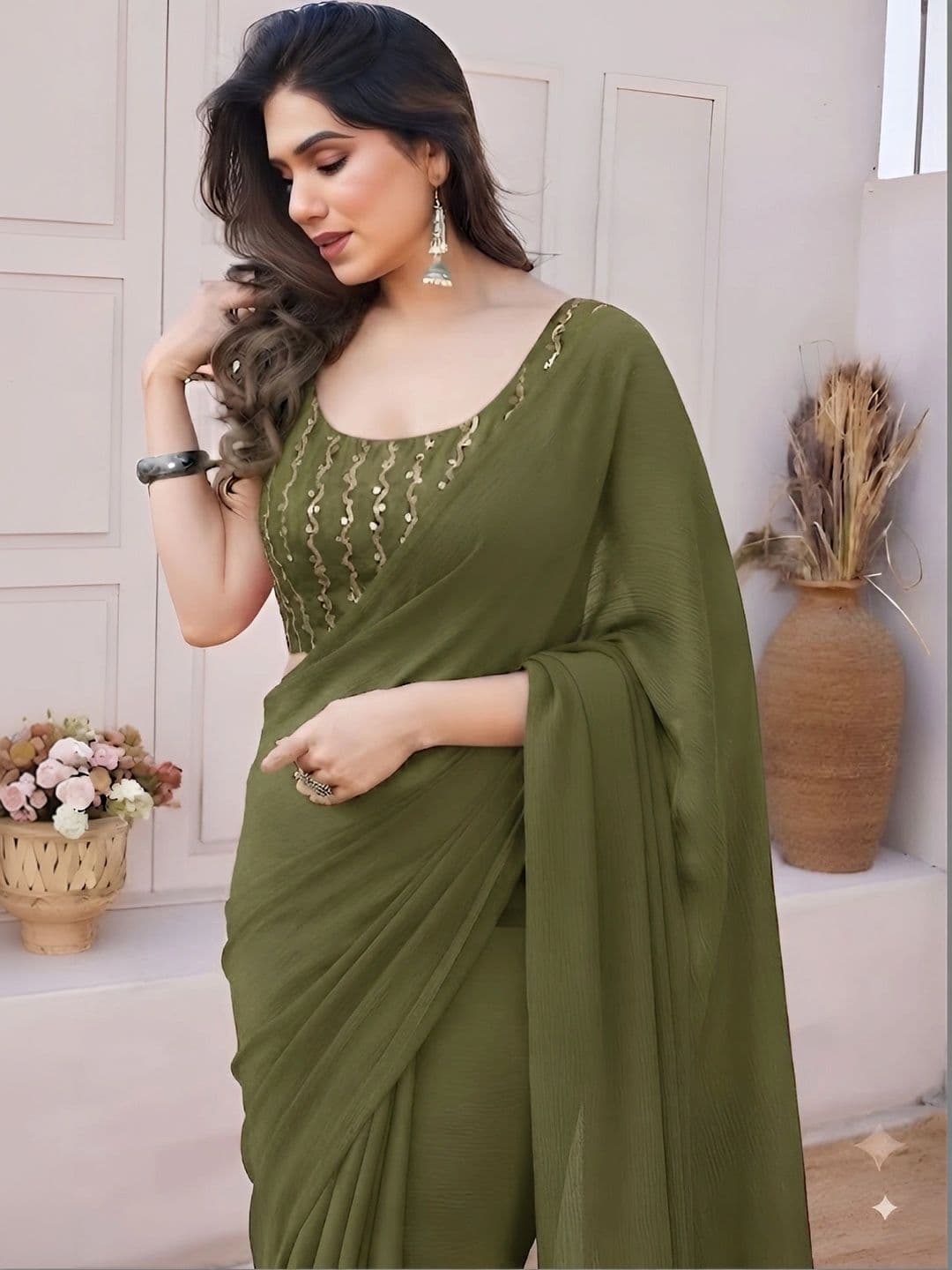 VRAGI Sequinned Saree thumbnail 5