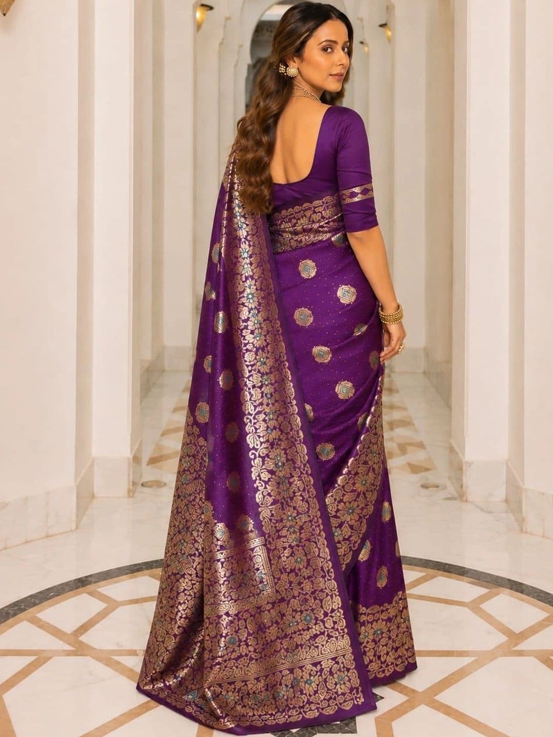 Veera Collection Woven Design Zari Art Silk Designer Banarasi Saree thumbnail 3