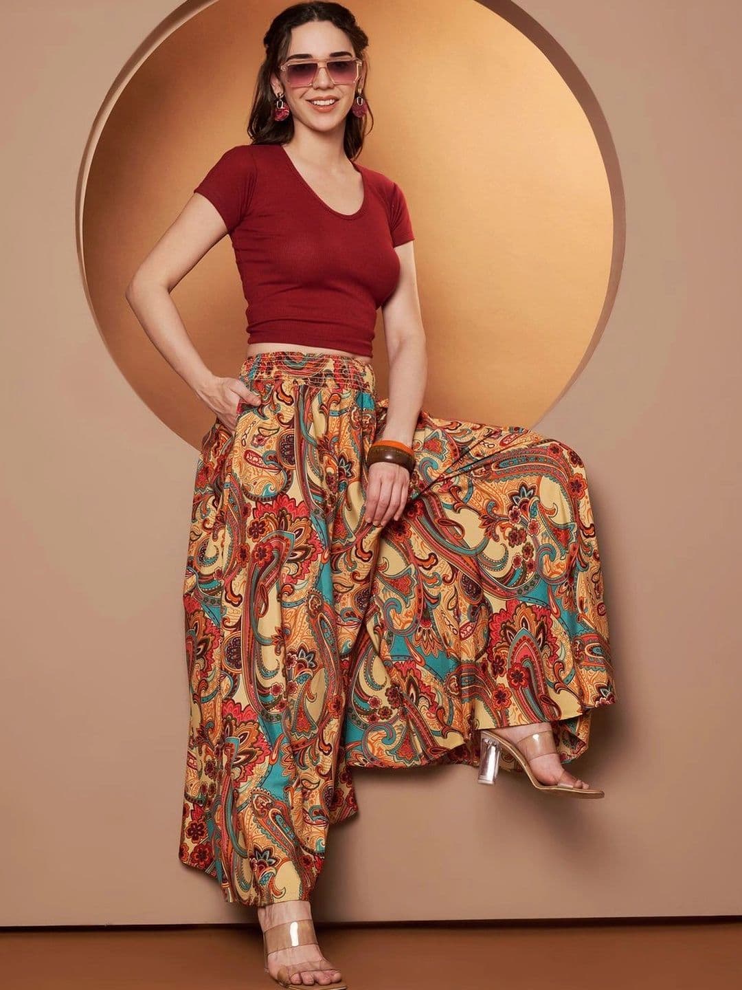 CORSICA Women Paisley Printed Ethnic Palazzos thumbnail 4