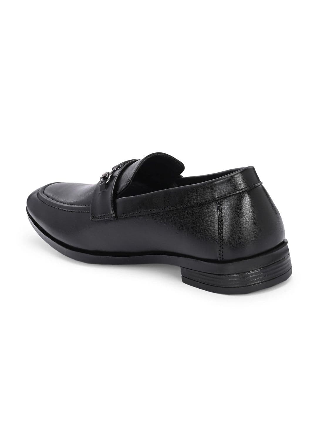 Azzaro Black Synthetic Leather Round Toe Slip-On Formal Loafers thumbnail 2