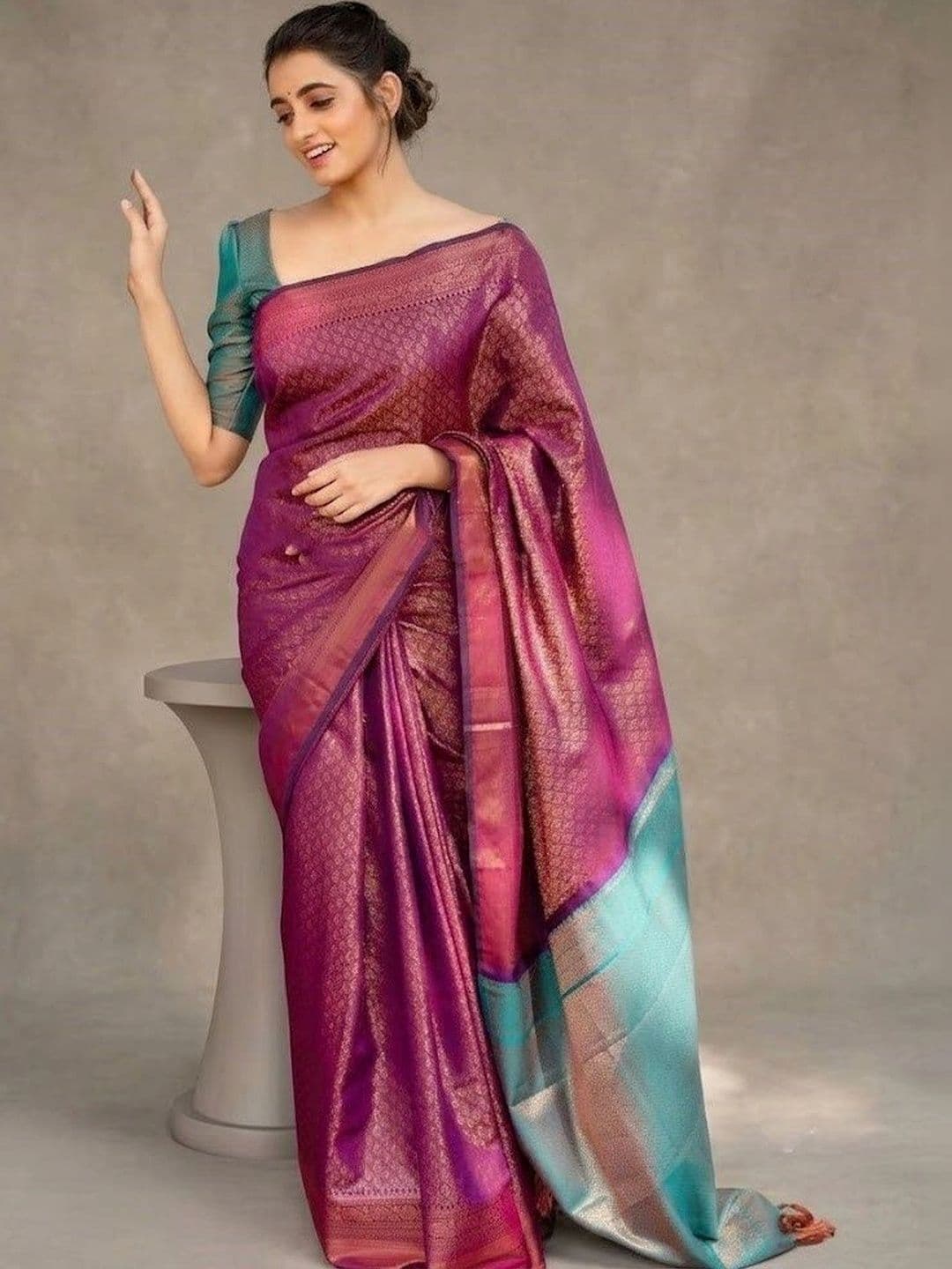 ADR CHIKANKARI Woven Design Zari Art Silk Banarasi Saree - view 1