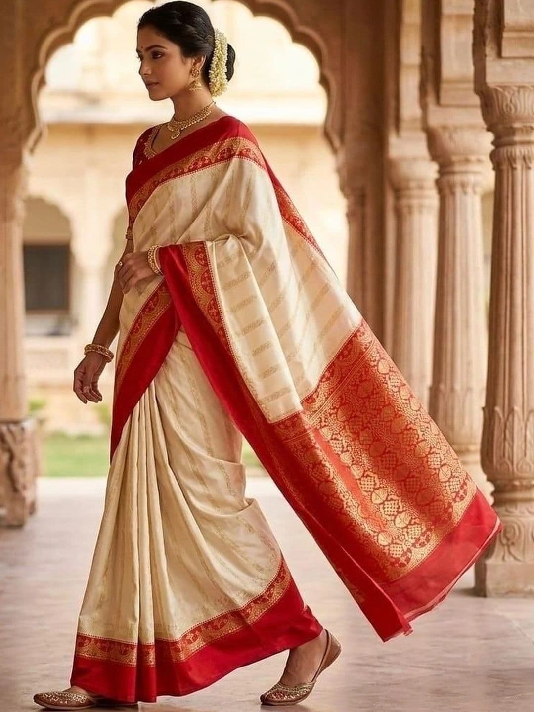 SILK HERITAGE Striped Zari Art Silk Saree thumbnail 6