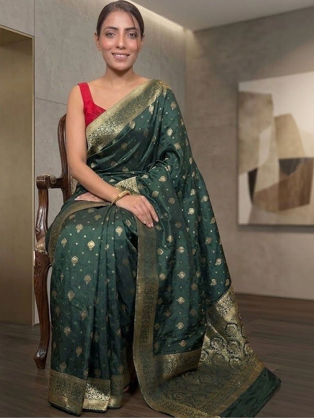 Eecoo Woven Design Zari Art Silk Banarasi Saree thumbnail 5