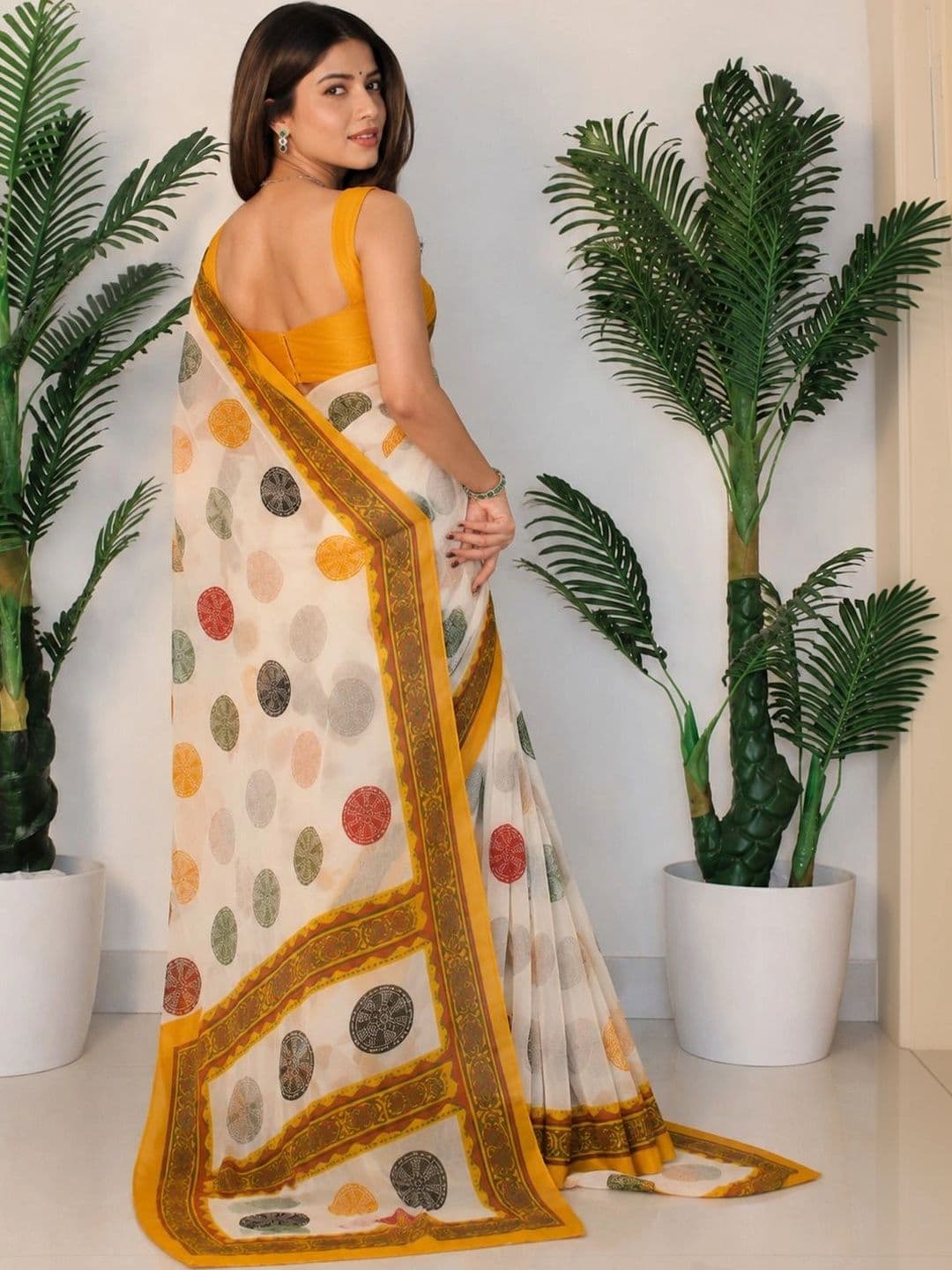 SANJANA  SILK SANJANA SILK Polka Dot Pure Georgette Saree thumbnail 2