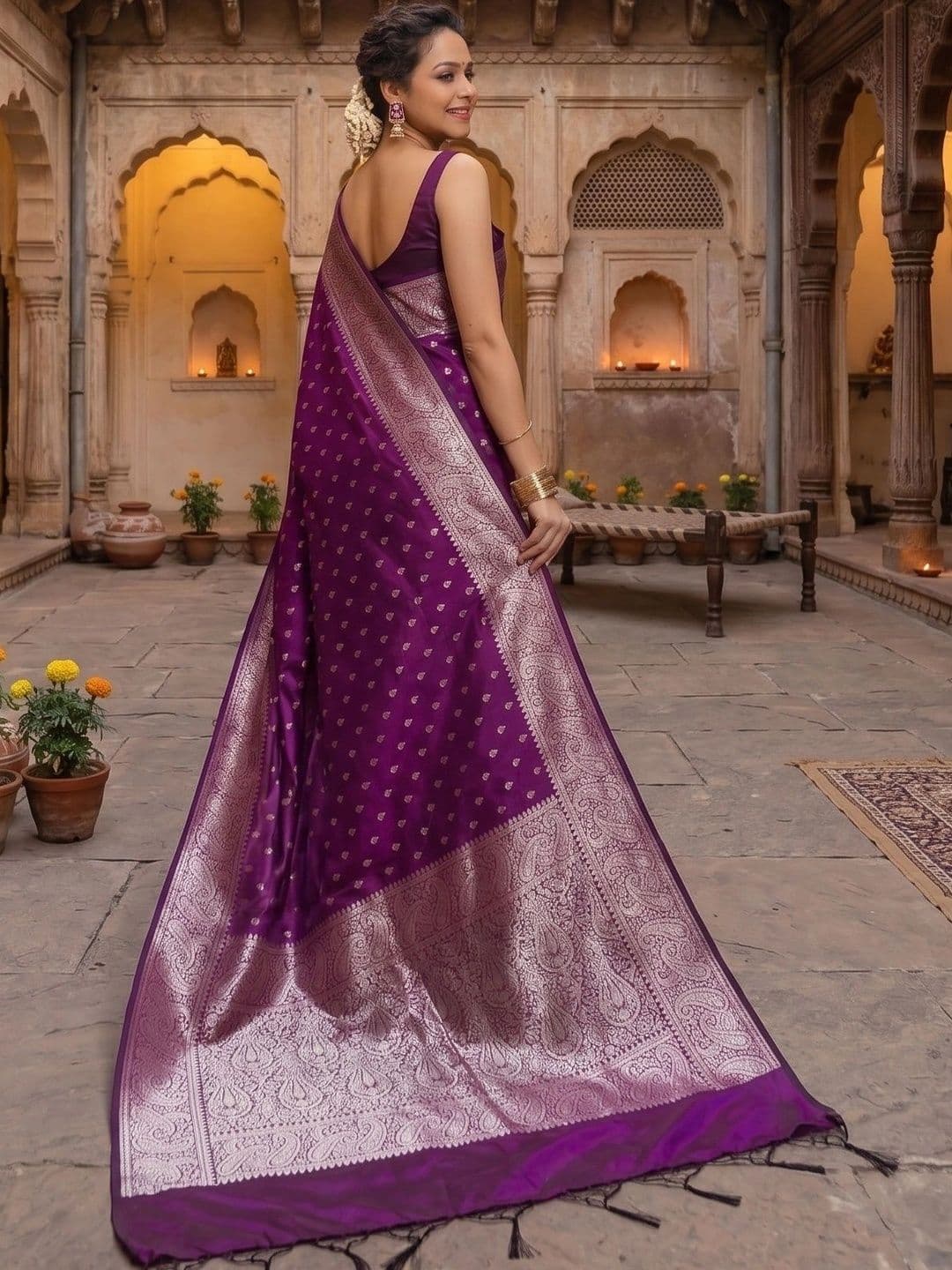 GMK Fashions Woven Design Zari Art Silk Banarasi Saree thumbnail 5