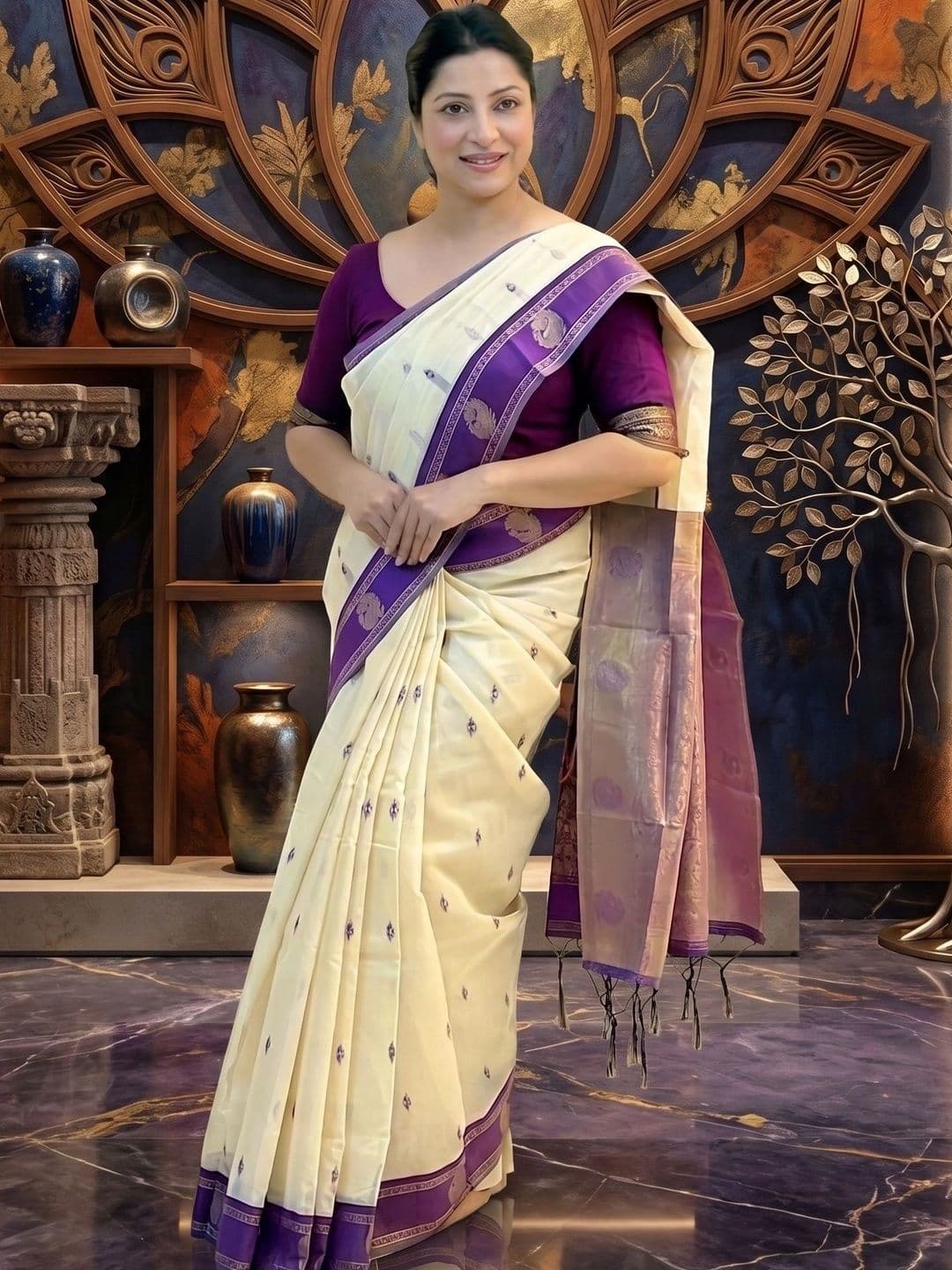 ADR CHIKANKARI Zari Art Silk Banarasi Saree - view 1