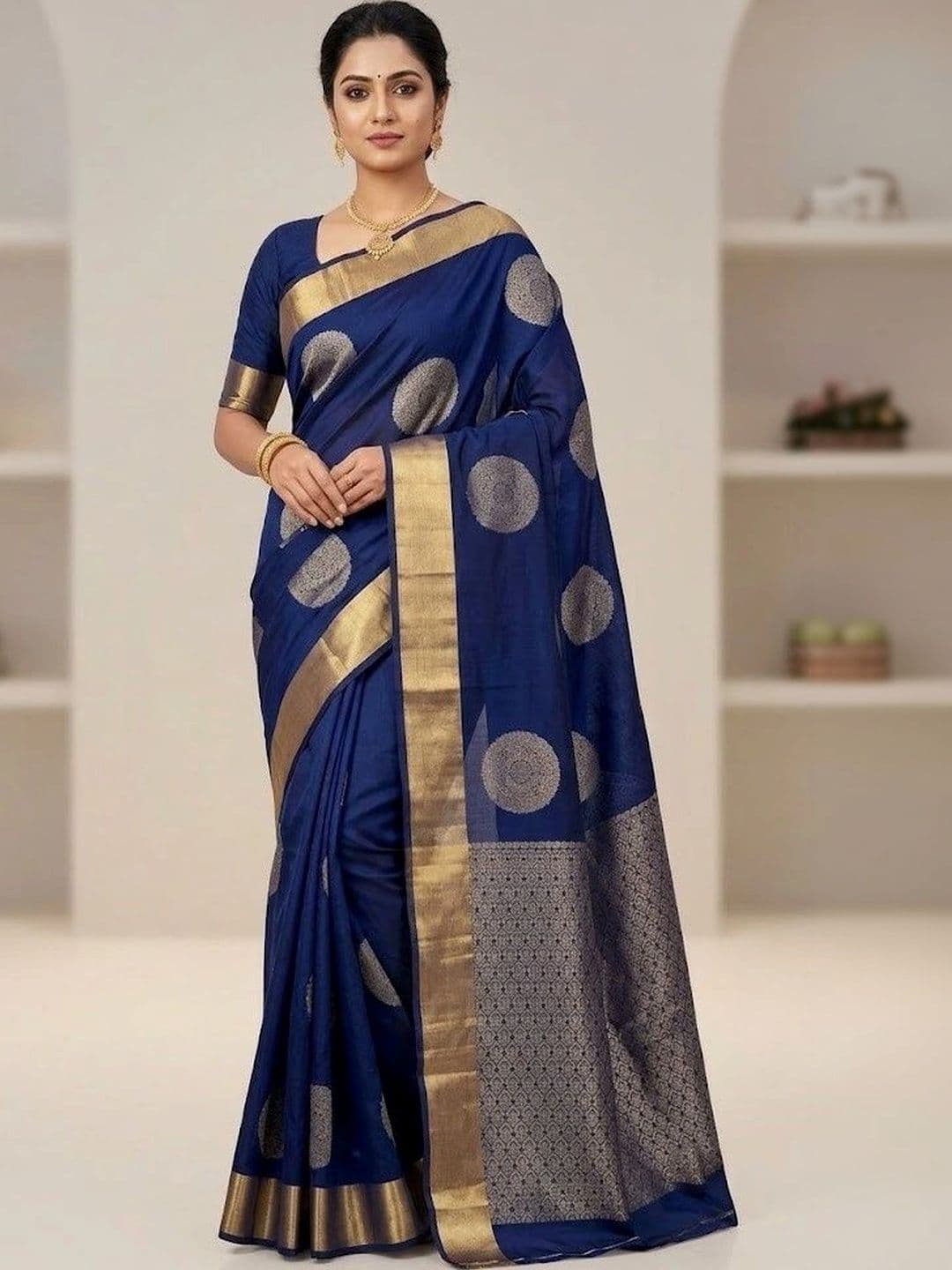 THE AQUARIUS Woven Design Zari Art Silk Banarasi Saree - view 1