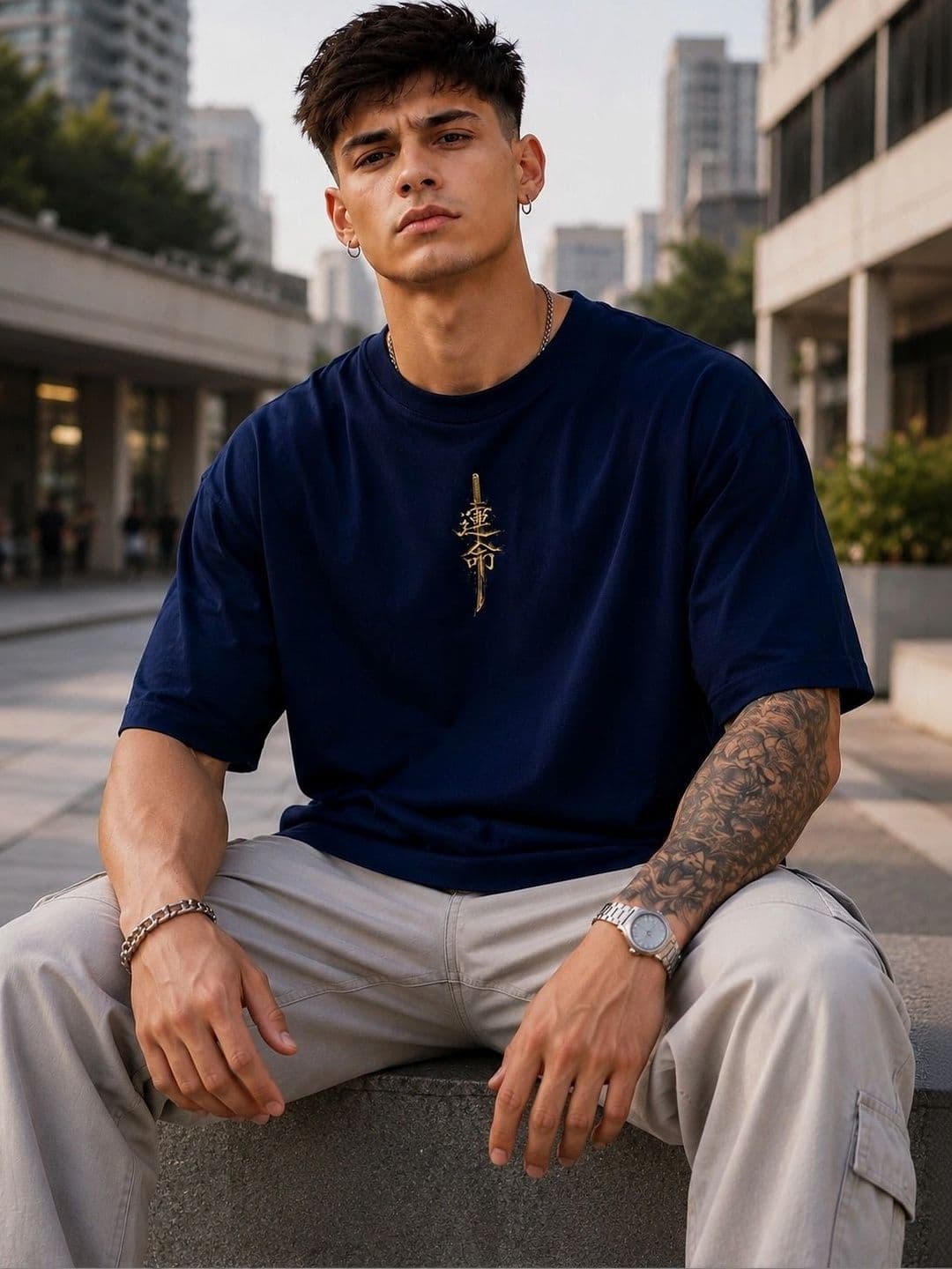 Moda Rapido Men Printed Drop-Shoulder Sleeves T-shirt thumbnail 5