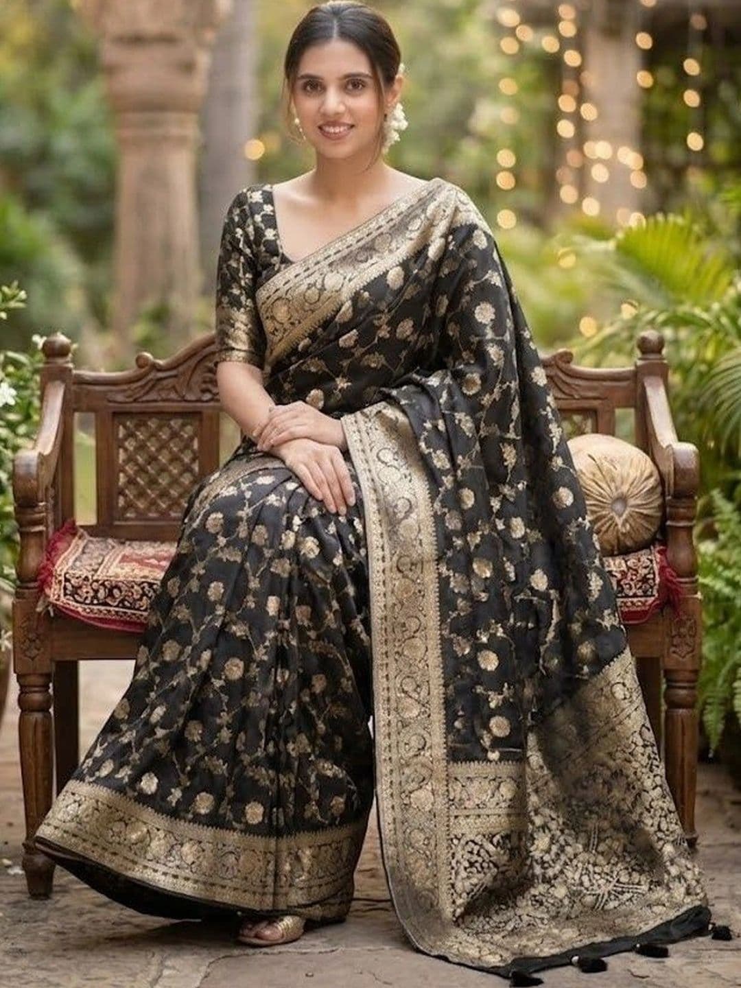 YASHASVI FASHION Woven Design Zari Art Silk Banarasi Saree thumbnail 5