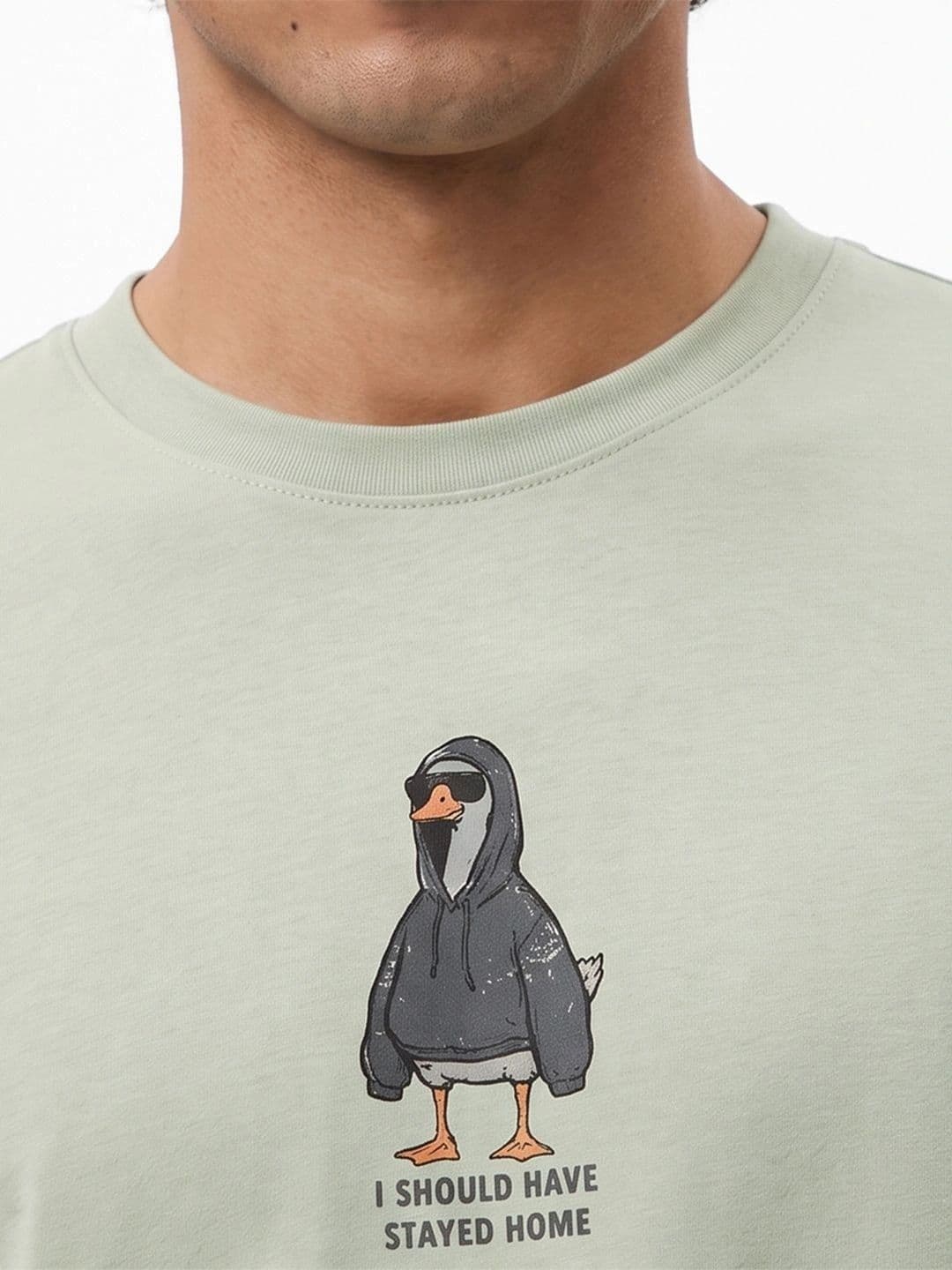 Bewakoof Men's Green Home Graphic Printed T-shirt thumbnail 3