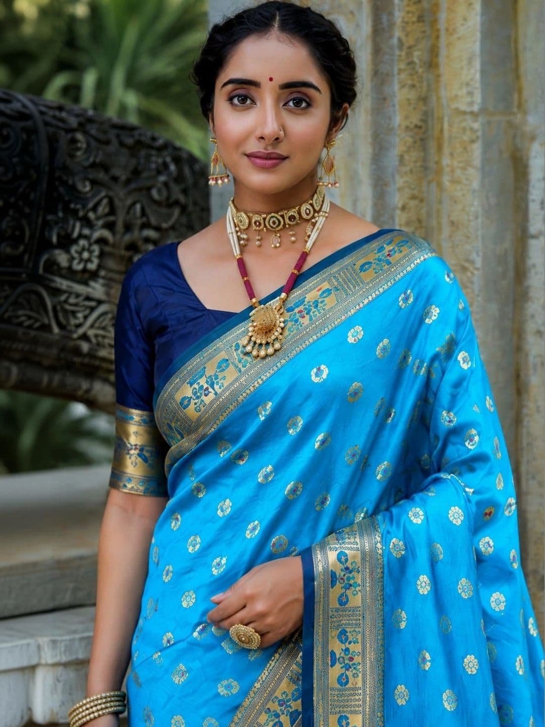 Veera Collection Woven Design Zari Art Silk Designer Banarasi Saree thumbnail 2