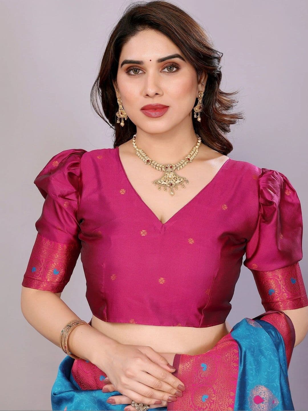 VS MALL Women Ethnic Motifs Zari Banarasi Saree thumbnail 3