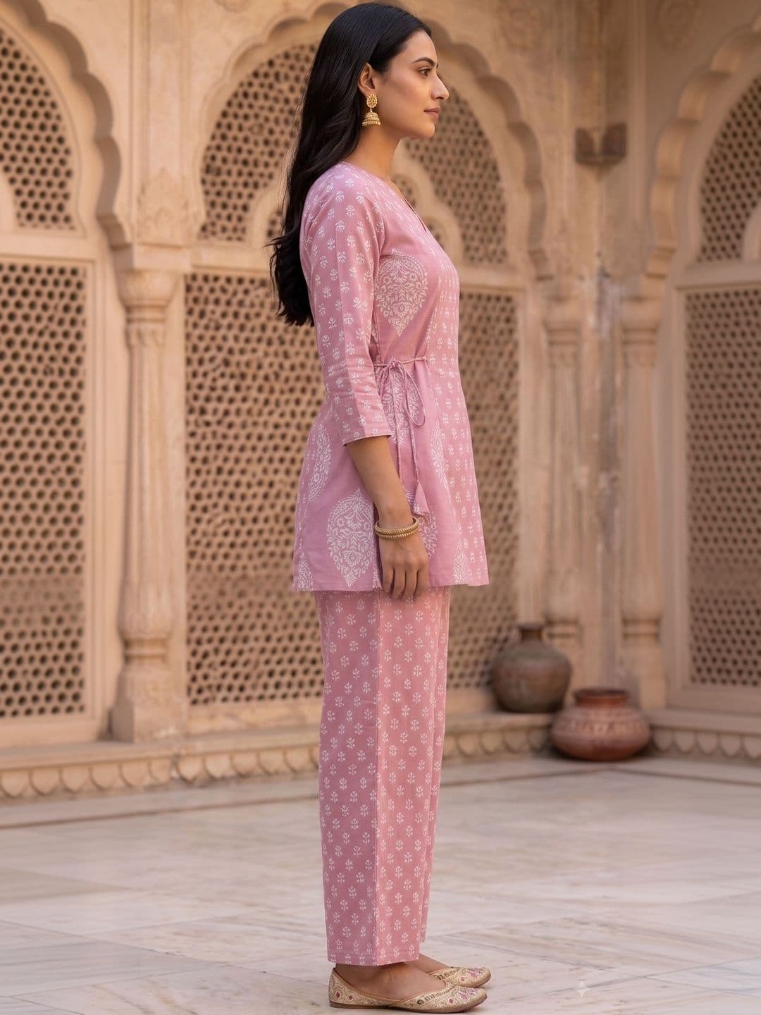 KALINI Women Ethnic Motifs Printed Regular Pure Cotton Kurta with Palazzos thumbnail 5