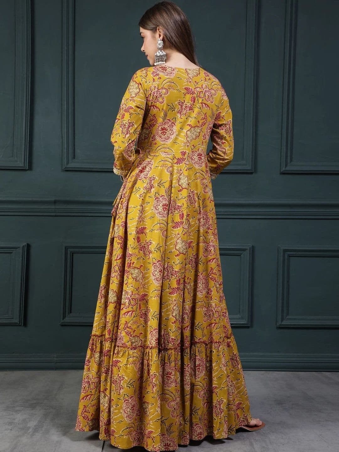 WOMENCLICK Women Floral Printed Thread Work Floral Anarkali Kurta thumbnail 2