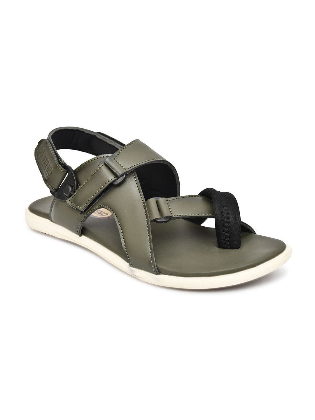 G L Trend Men Leather Comfort Olive Sandals with velcro closure thumbnail 7