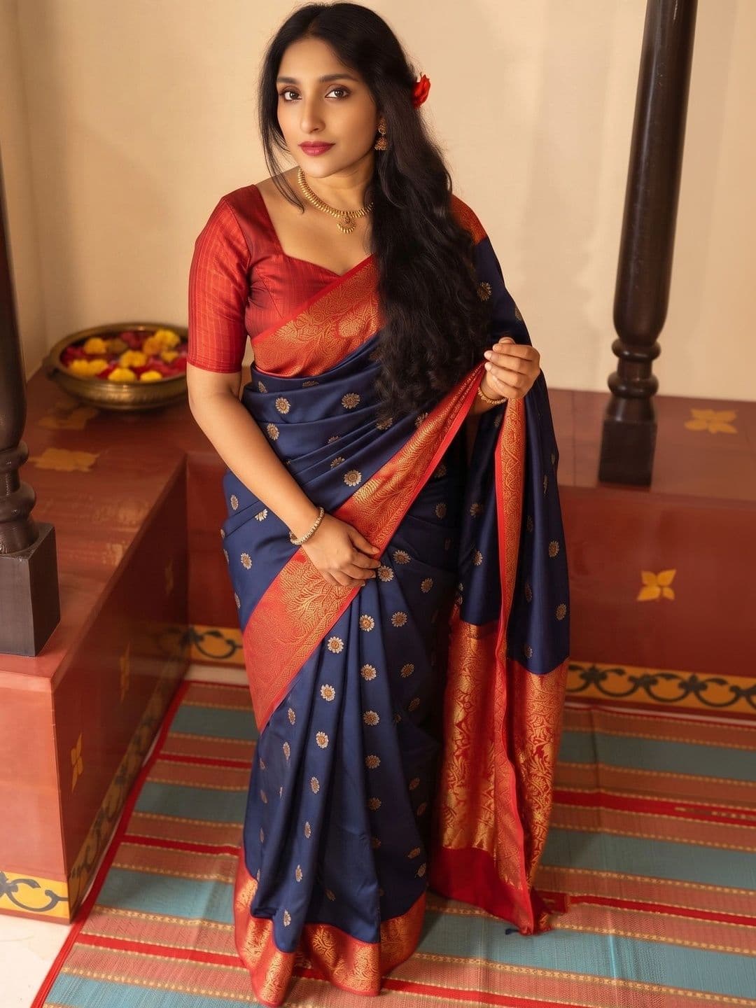 VILLE FASHION Woven Design Zari Art Silk Kanjeevaram Saree - view 1