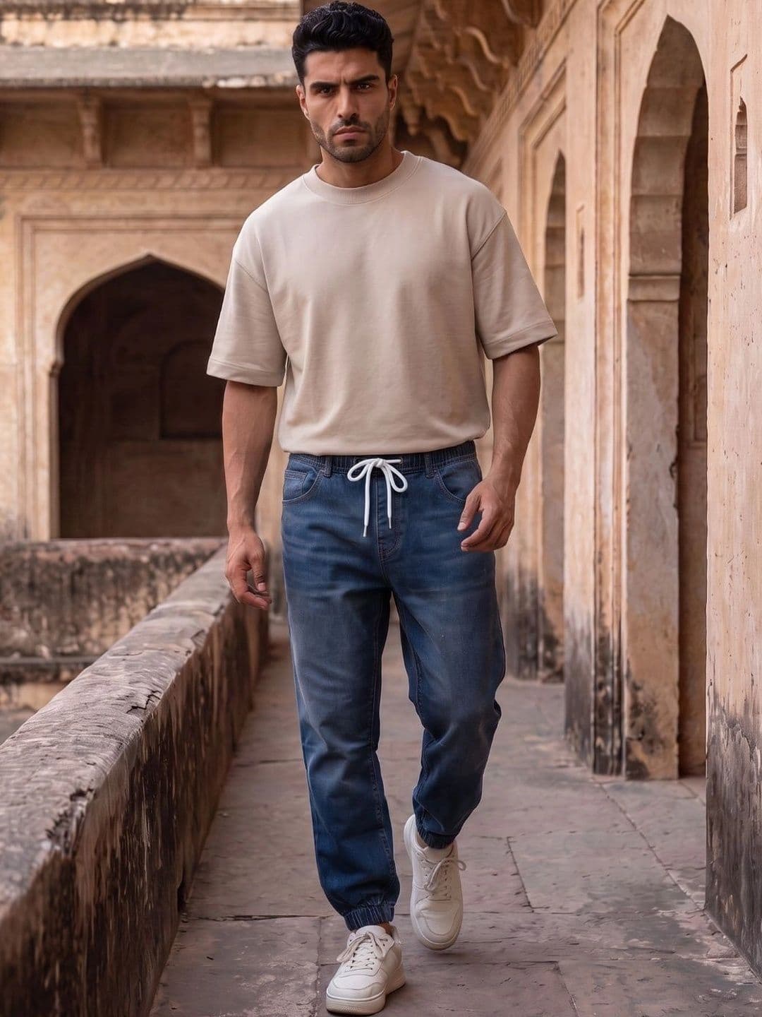 MAKPAK Men Jean Regular Fit Mid-Rise Cuffed Hem Jeans thumbnail 6