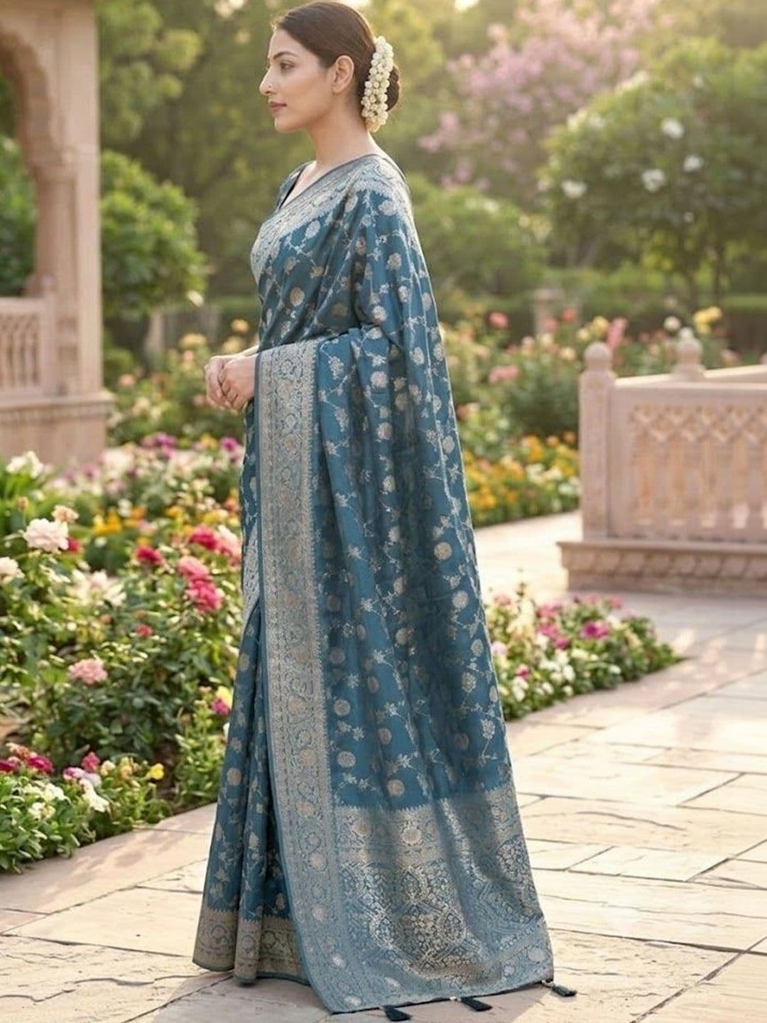 Okom Woven Design Zari Art Silk Banarasi Saree thumbnail 5