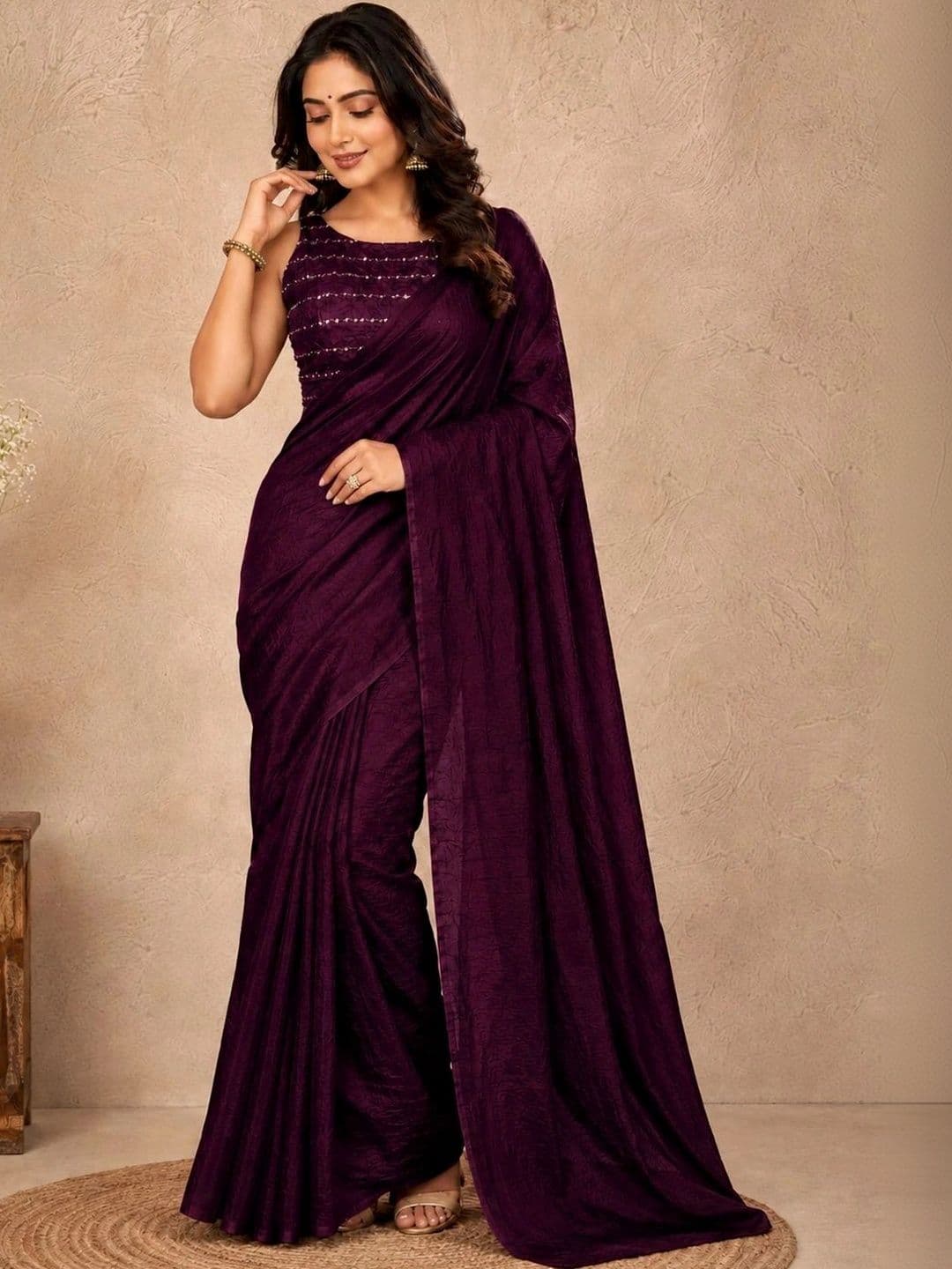 VRAGI Sequinned Saree thumbnail 4