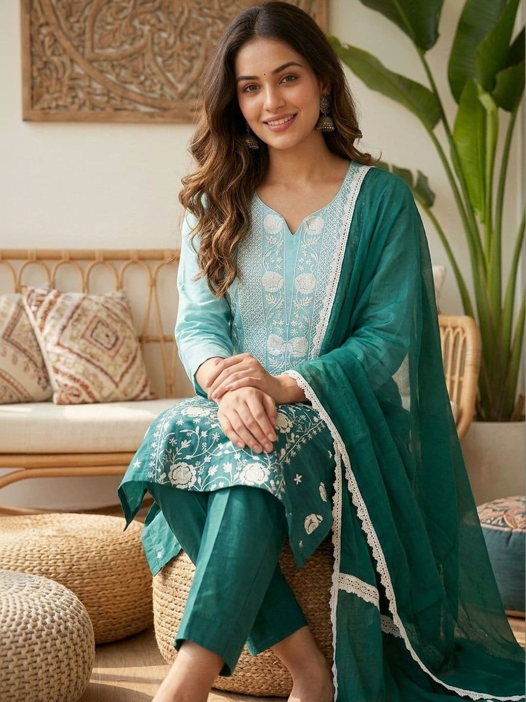Anouk Women Ethnic Motifs Embroidered Regular Thread Work Pure thumbnail 2