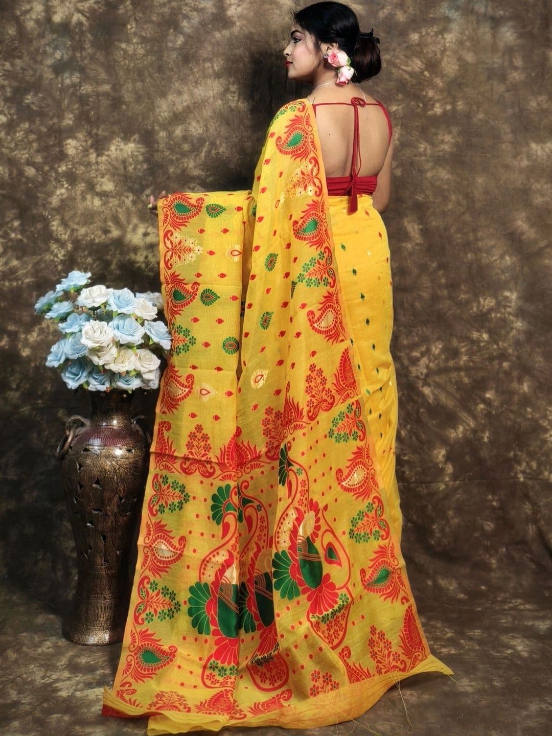 MRITTIKA LOOMS Paisley Pure Cotton Saree thumbnail 2
