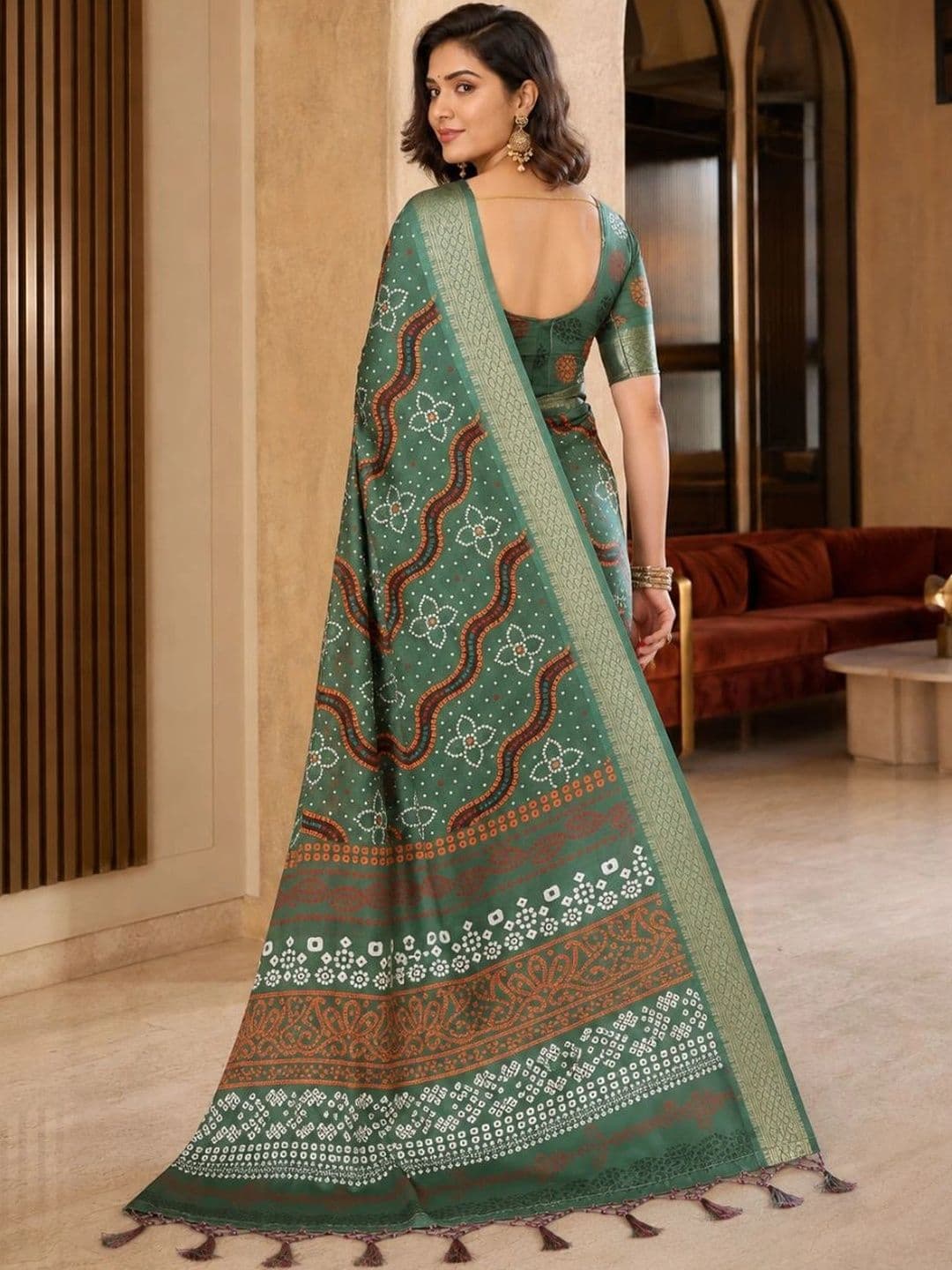 IKSHARA Bandhani Silk Cotton Saree thumbnail 7