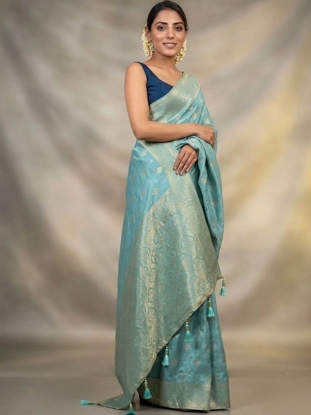 Zankhi Hosiery Woven Design Zari Art Silk Banarasi Saree - view 1