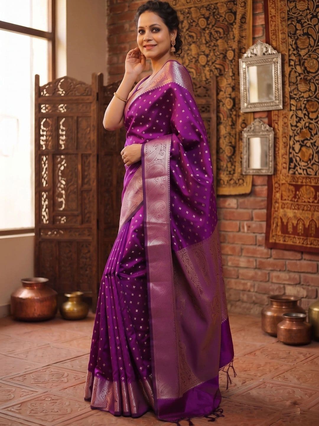 Okom Woven Design Zari Art Silk Banarasi Saree thumbnail 7