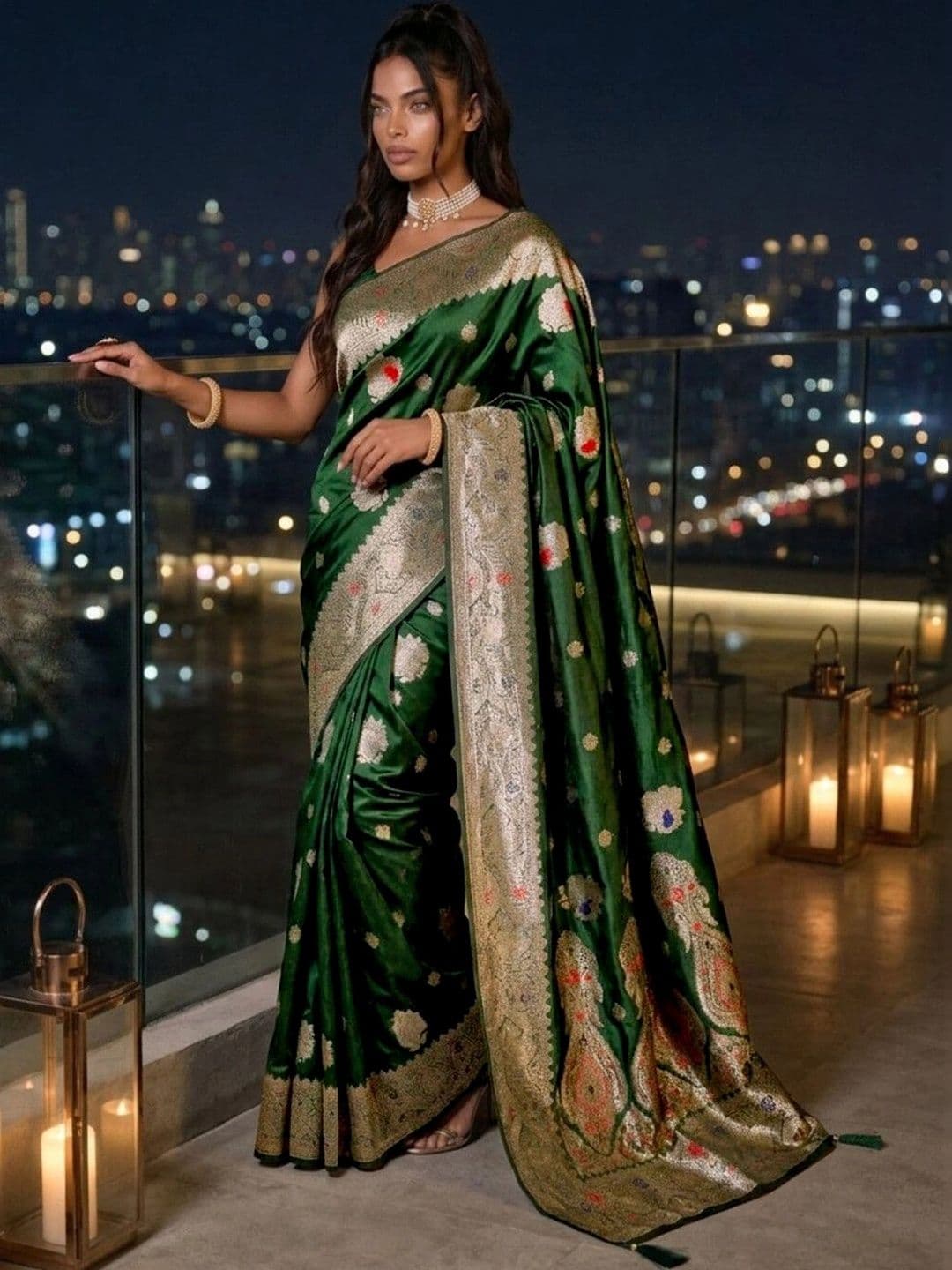SAARA Woven Design Zari Silk Blend Saree - view 1