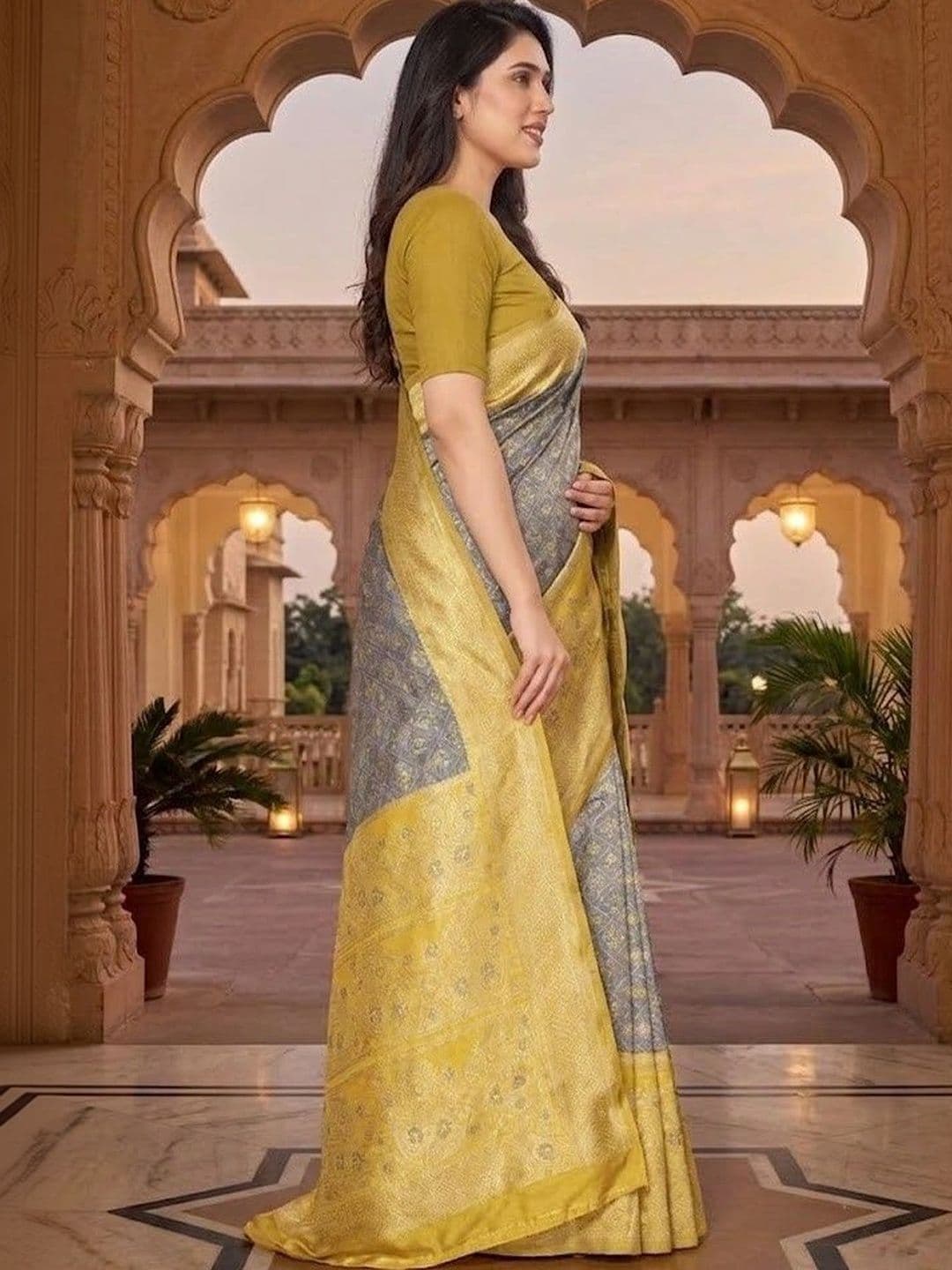 Okom Woven Design Zari Art Silk Banarasi Saree thumbnail 4