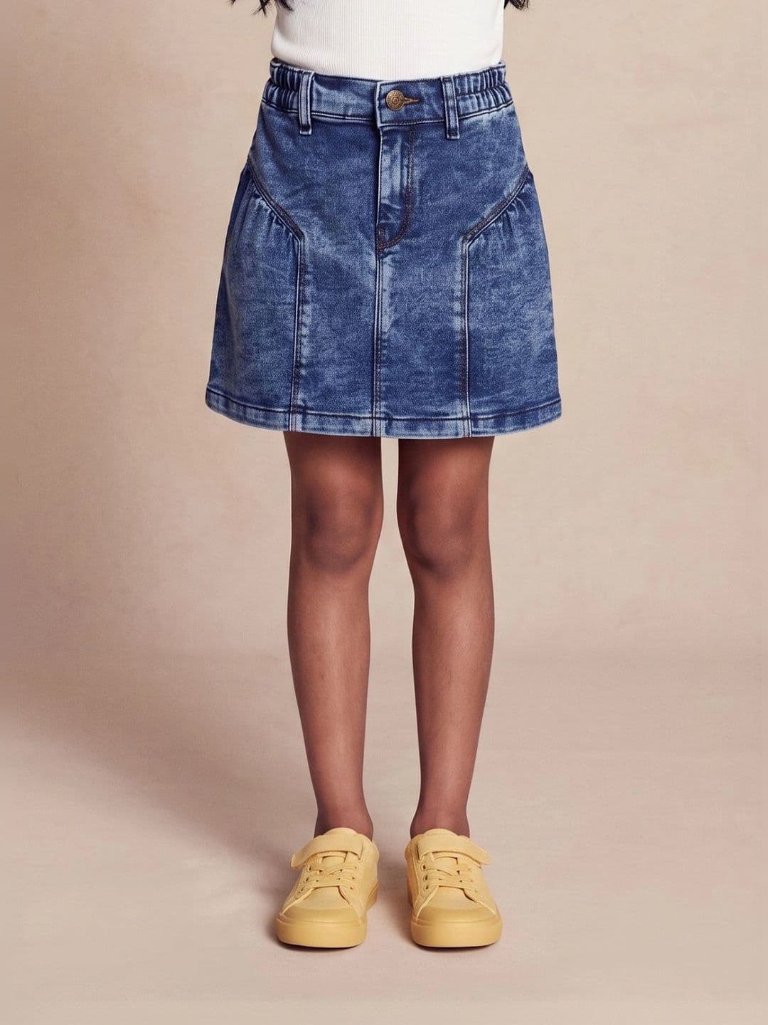 TALES & STORIES Girls Denim Washed Above Knee A-Line Skirt thumbnail 6