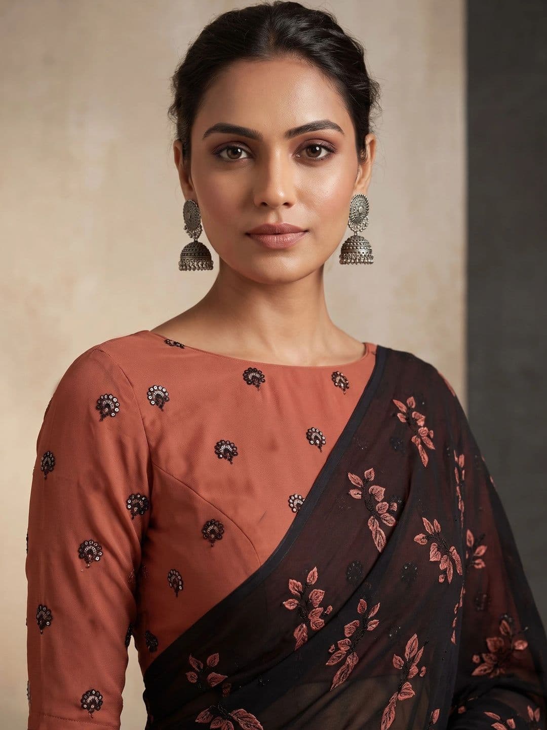 Sangria Embroidered Poly Chiffon Designer Saree thumbnail 3