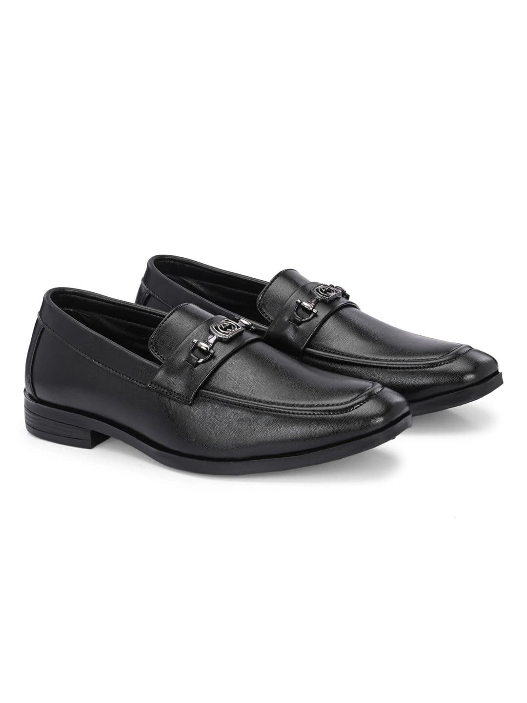 Azzaro Black Synthetic Leather Round Toe Slip-On Formal Loafers thumbnail 4