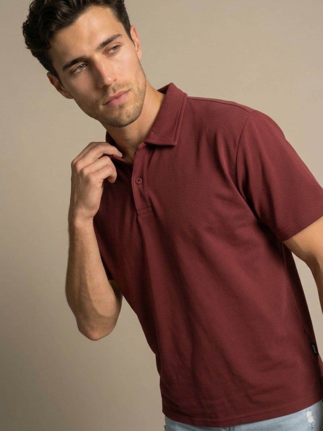 glitchez Polo Collar Drop-Shoulder Sleeves T-shirt - view 1