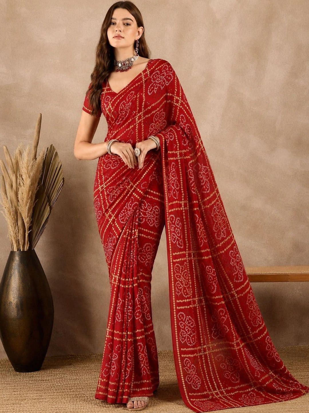 Sitanjali Bandhani Pure Georgette Saree - view 1