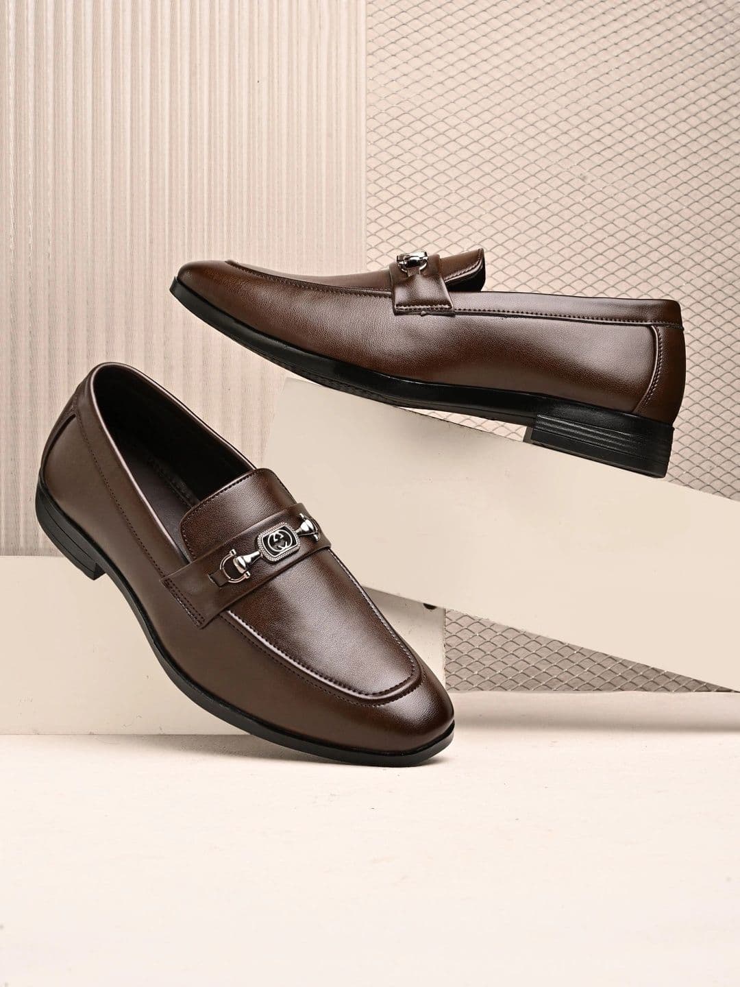 Azzaro Black Synthetic Leather Round Toe Slip-On Formal Loafers - view 1