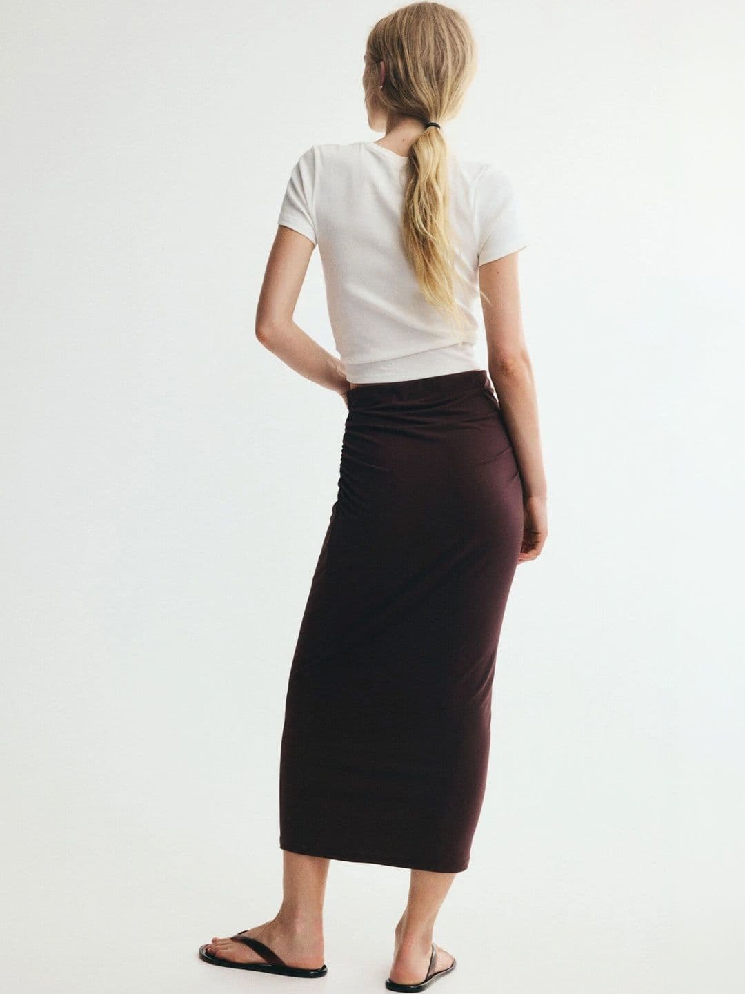 H&M Women Draped Midi Straight Skirt thumbnail 3