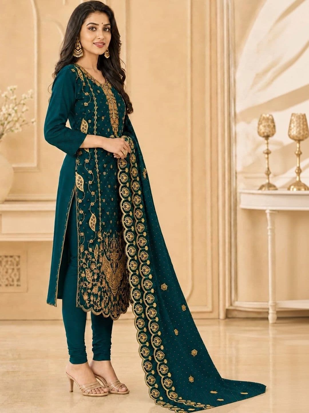 BHAIRAV TEX Embroidered Unstitched Dress Material thumbnail 5