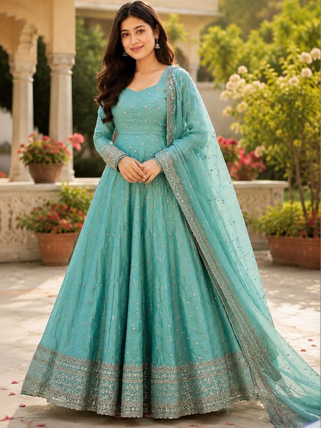 KALINI Women Ethnic Motifs Embroidered Regular Kurta with Trousers & With Dupatta - view 1