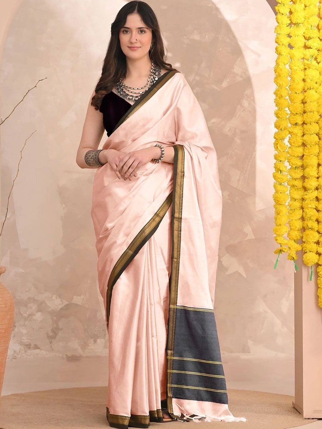 KALINI KALIN WomenI Striped Zari Designer Gadwal Saree - view 1