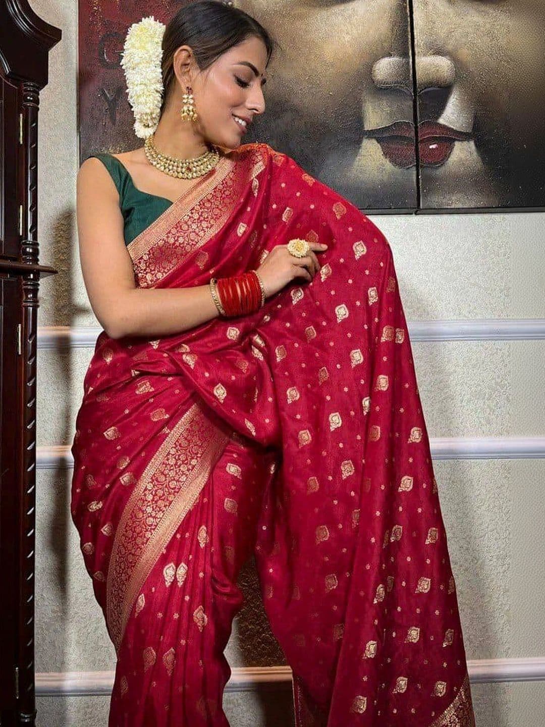 Okom Woven Design Zari Art Silk Banarasi Saree thumbnail 6