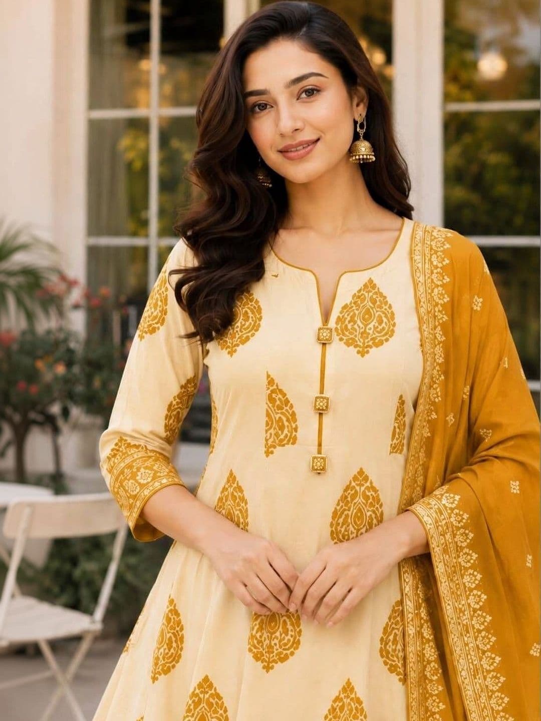 DIORICA Women Ethnic Motifs Printed Regular Pure Cotton Kurta with Trousers & With Dupatta thumbnail 5