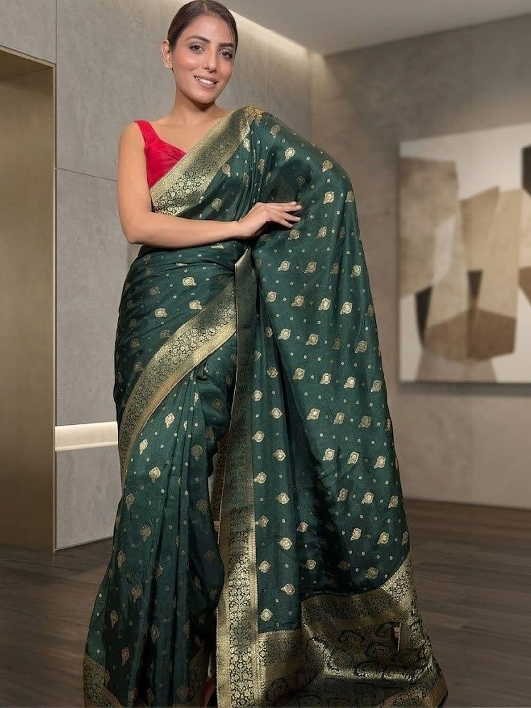 FASHIONIZO Woven Design Zari Art Silk Banarasi Saree - view 1