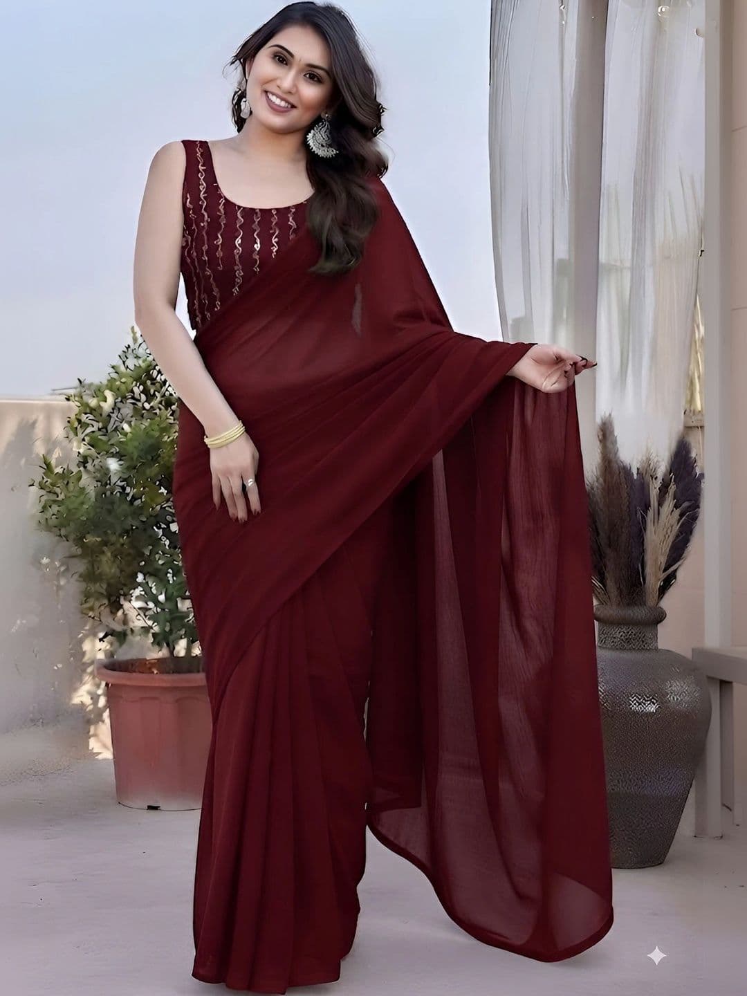 VRAGI Sequinned Saree thumbnail 2