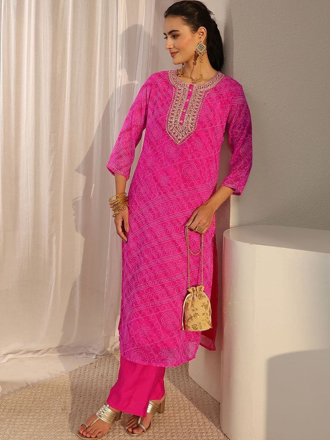 Libas Women Bandhani Printed Thread Work Kurta - view 1