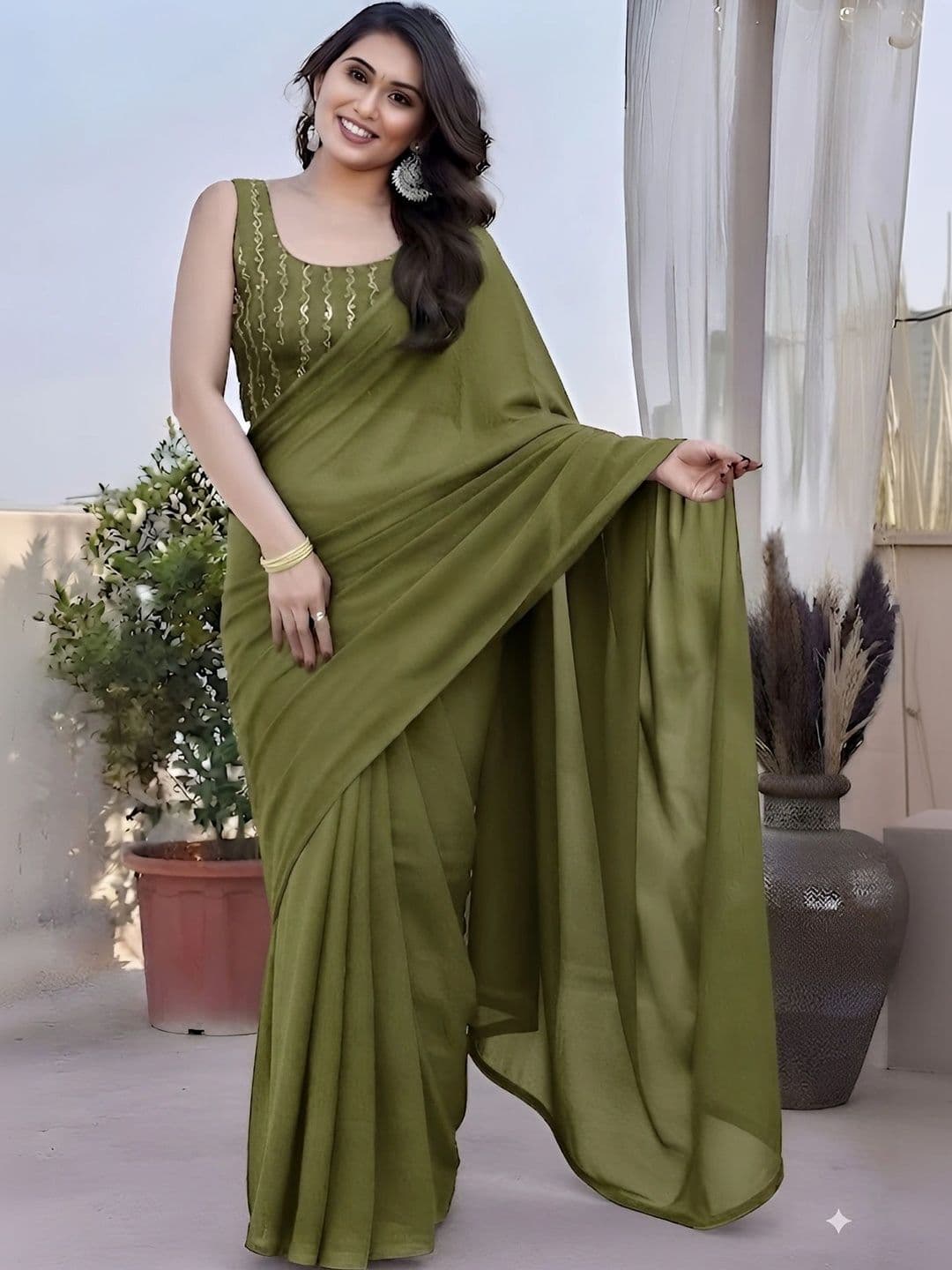 VRAGI Sequinned Saree - view 1