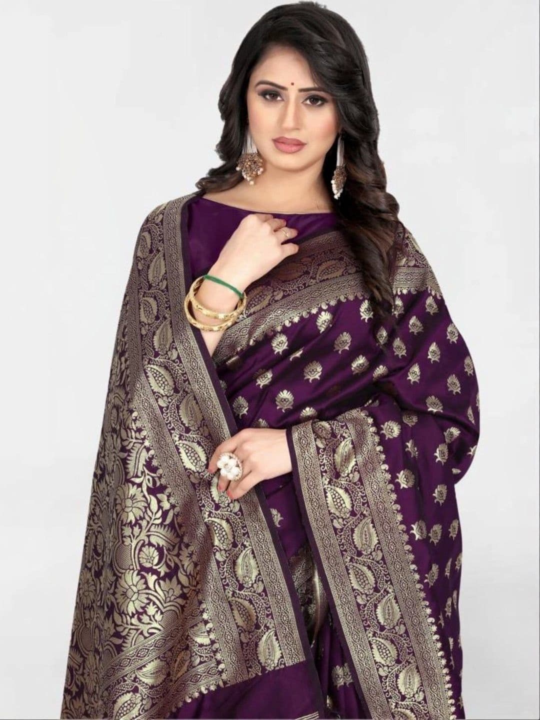 VS MALL Ethnic Motifs Zari Banarasi Saree thumbnail 3