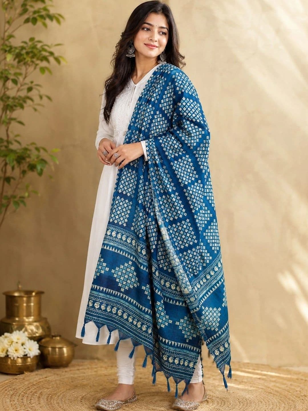 SAHINA DUPATTA Printed Art Silk Block Print Dupatta - view 1